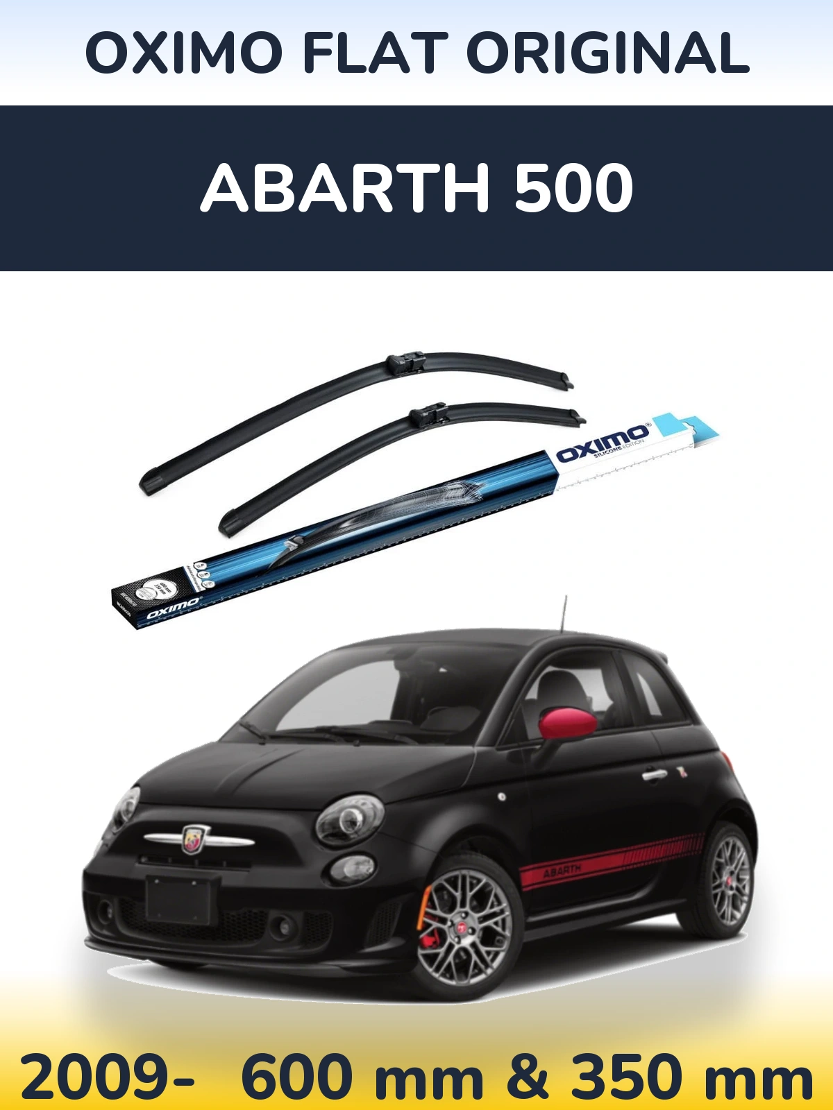 Комплект передних дворников Oximo Flat Original 600 & 350 мм для Abarth 500 2009-2026