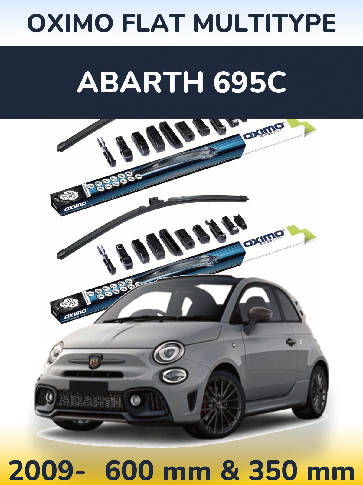 Комплект передних дворников Oximo Flat MultiТипe 600 & 350 мм для Abarth 695C 2009-2026