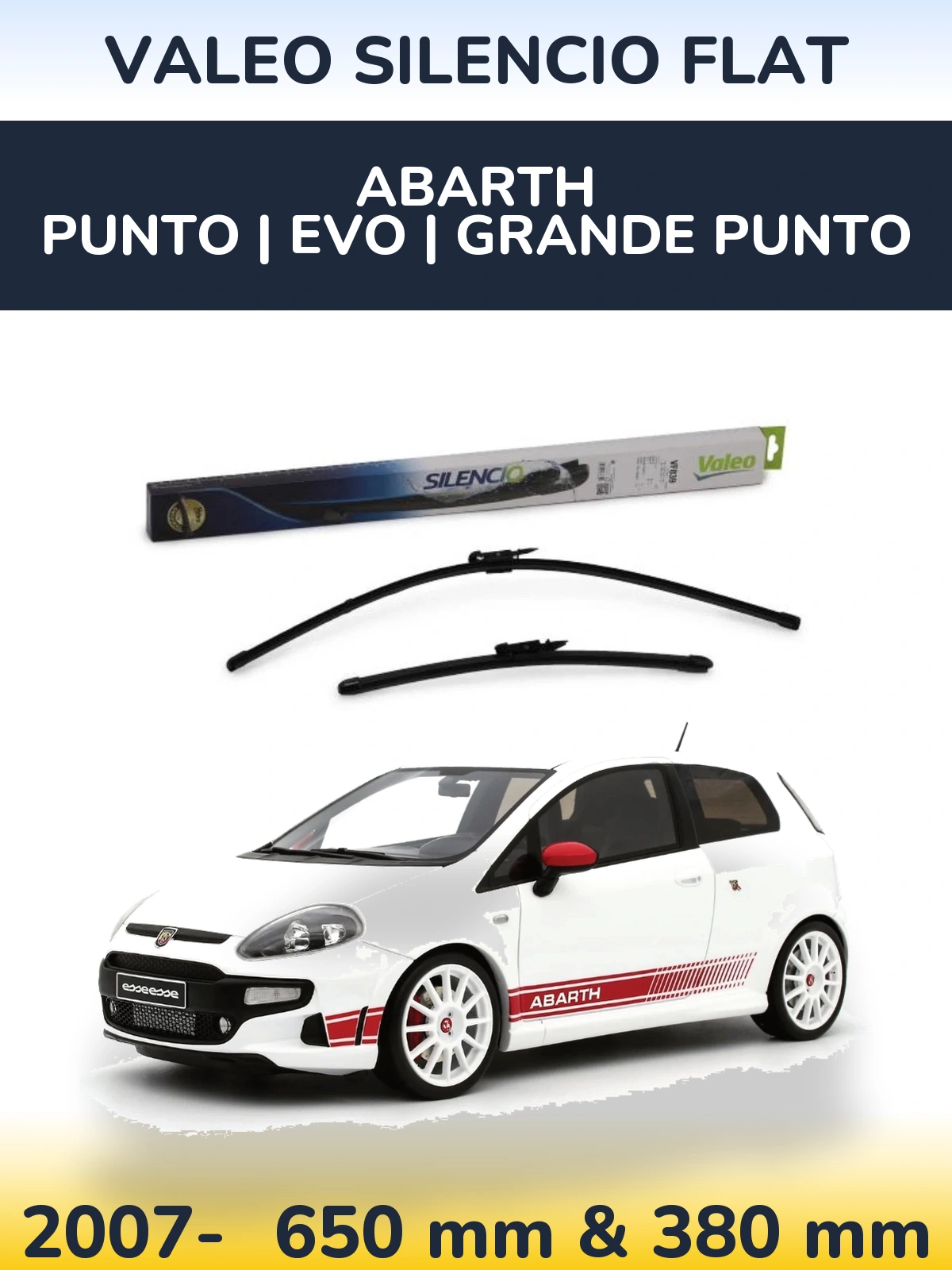 Ștergătoare Valeo Silencio Flat pentru Abarth Punto | Evo | Grande Punto