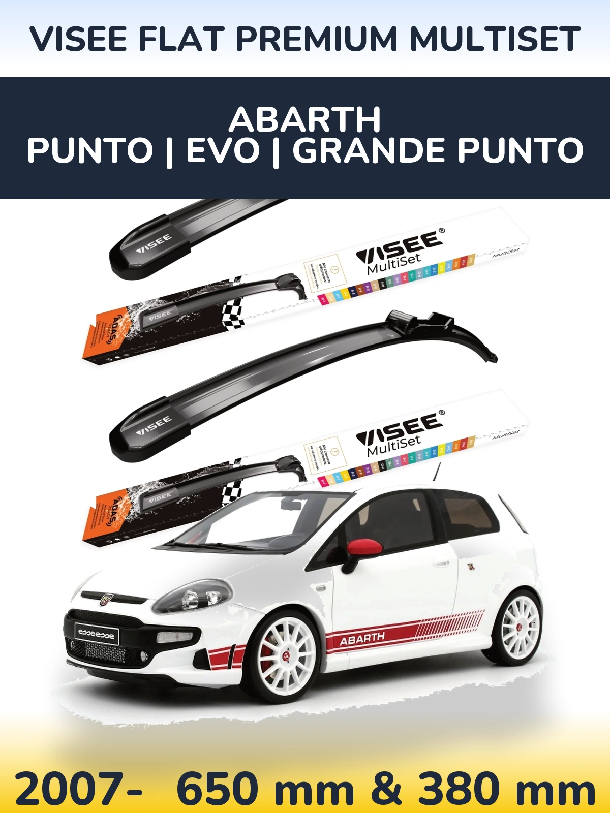 Ștergătoare VISEE FLAT PREMIUM MultiSet pentru Abarth Punto | Evo | Grande Punto