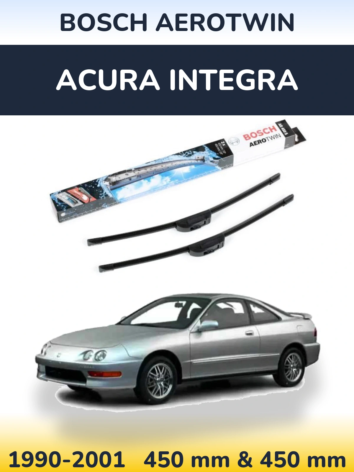 Комплект передних дворников BOSCH AeroTwin 450 & 450 мм для Acura Integra 1990-2001
