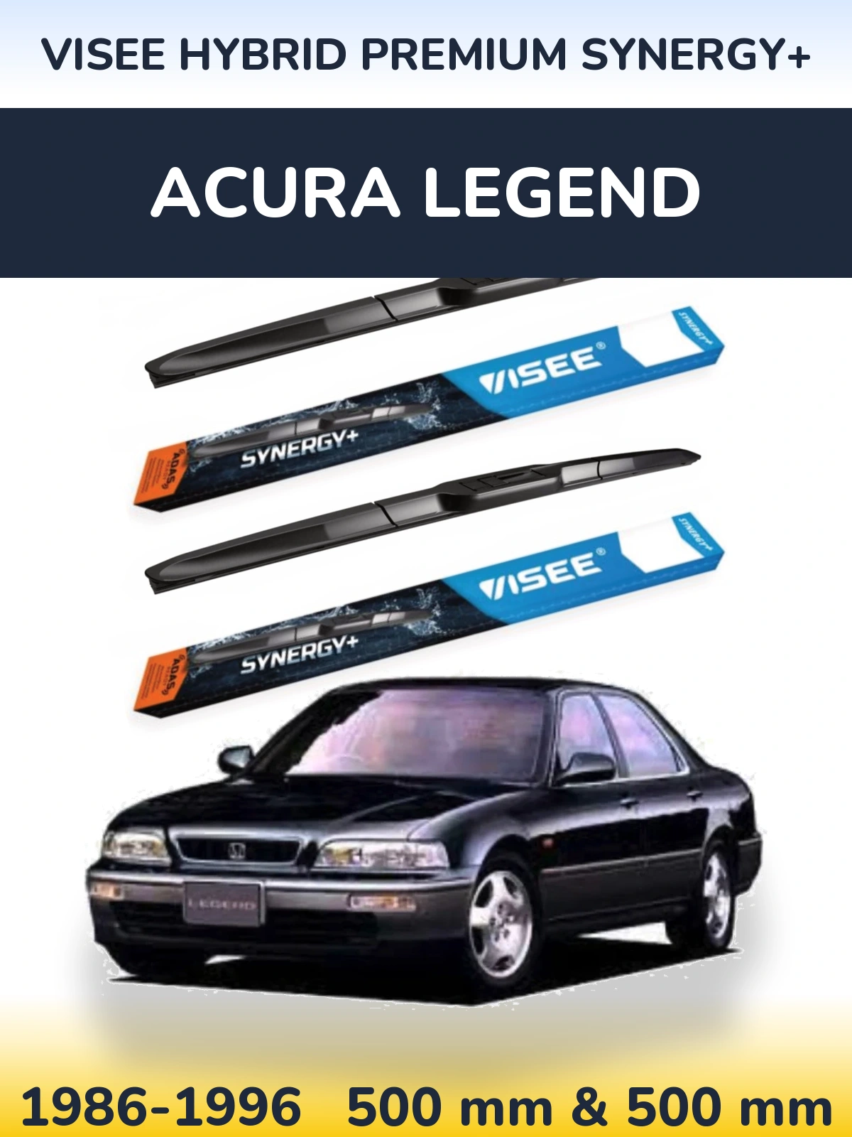 Комплект передних дворников VISEE HYBRID PREMIUM SYNERGY+ 500 & 500 мм для Acura Legend 1986-1996