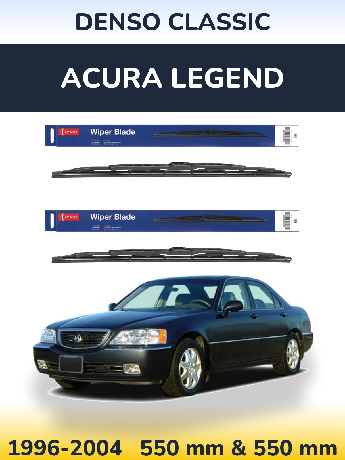 Front wiper blade set Denso Classic 550 & 550 mm for Acura Legend 1996-2004