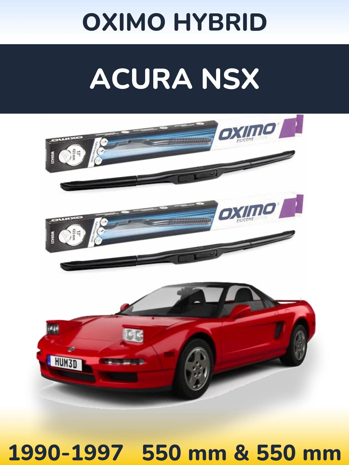 Комплект передних дворников Oximo Hybrid 550 & 550 мм для Acura NSX 1990-1997