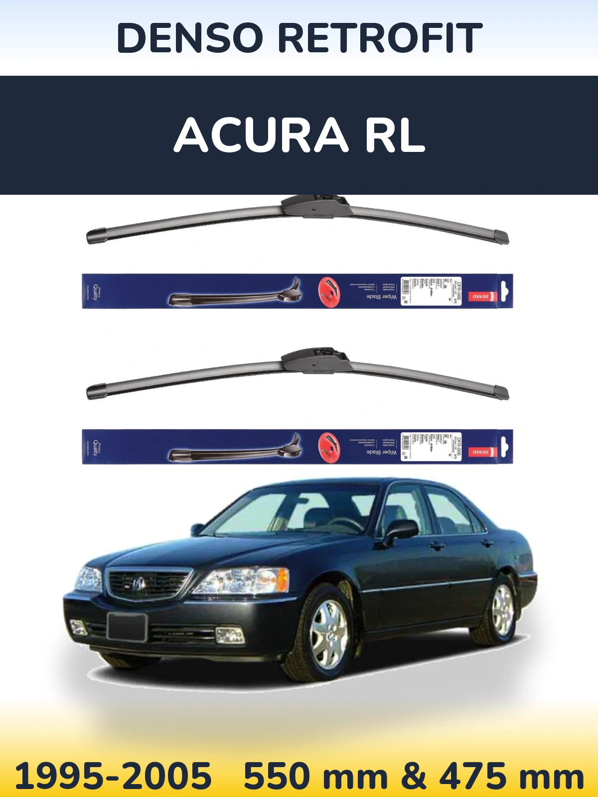 Комплект передних дворников Denso Retrofit 550 & 475 мм для Acura RL 1995-2005