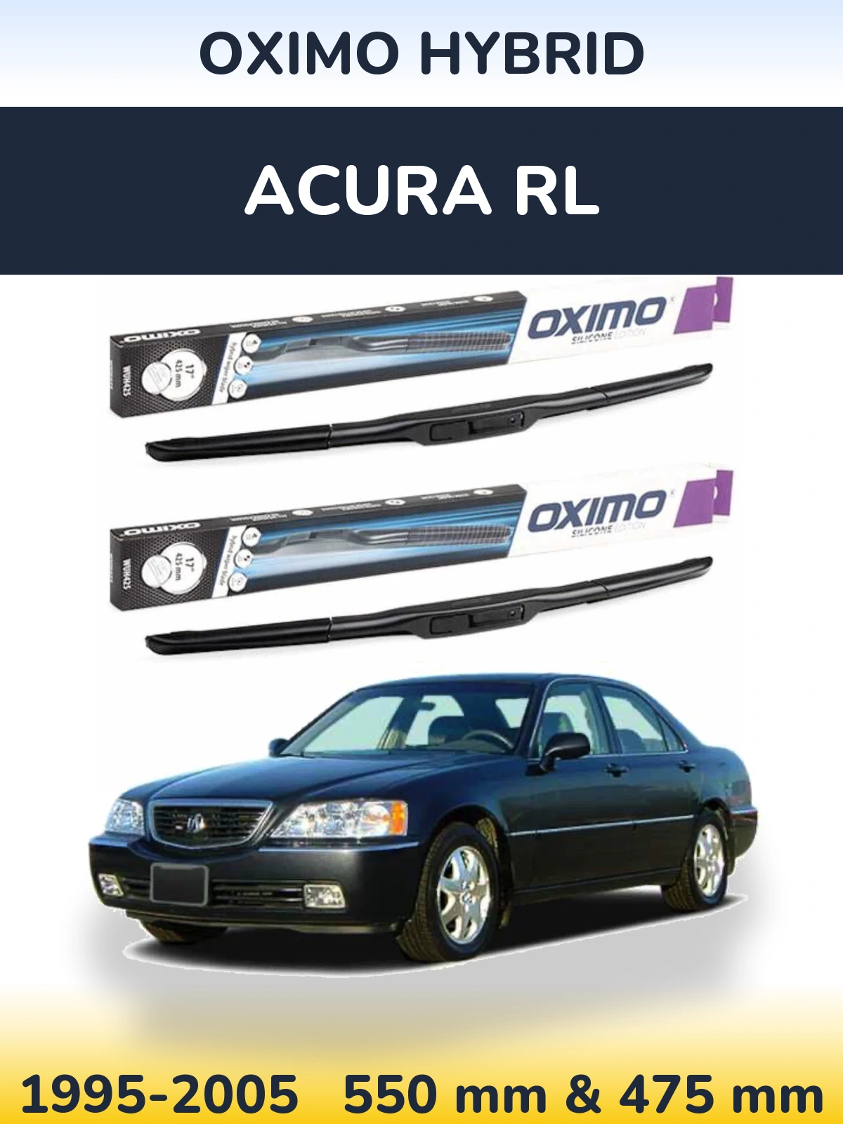 Комплект передних дворников Oximo Hybrid 550 & 475 мм для Acura RL 1995-2005