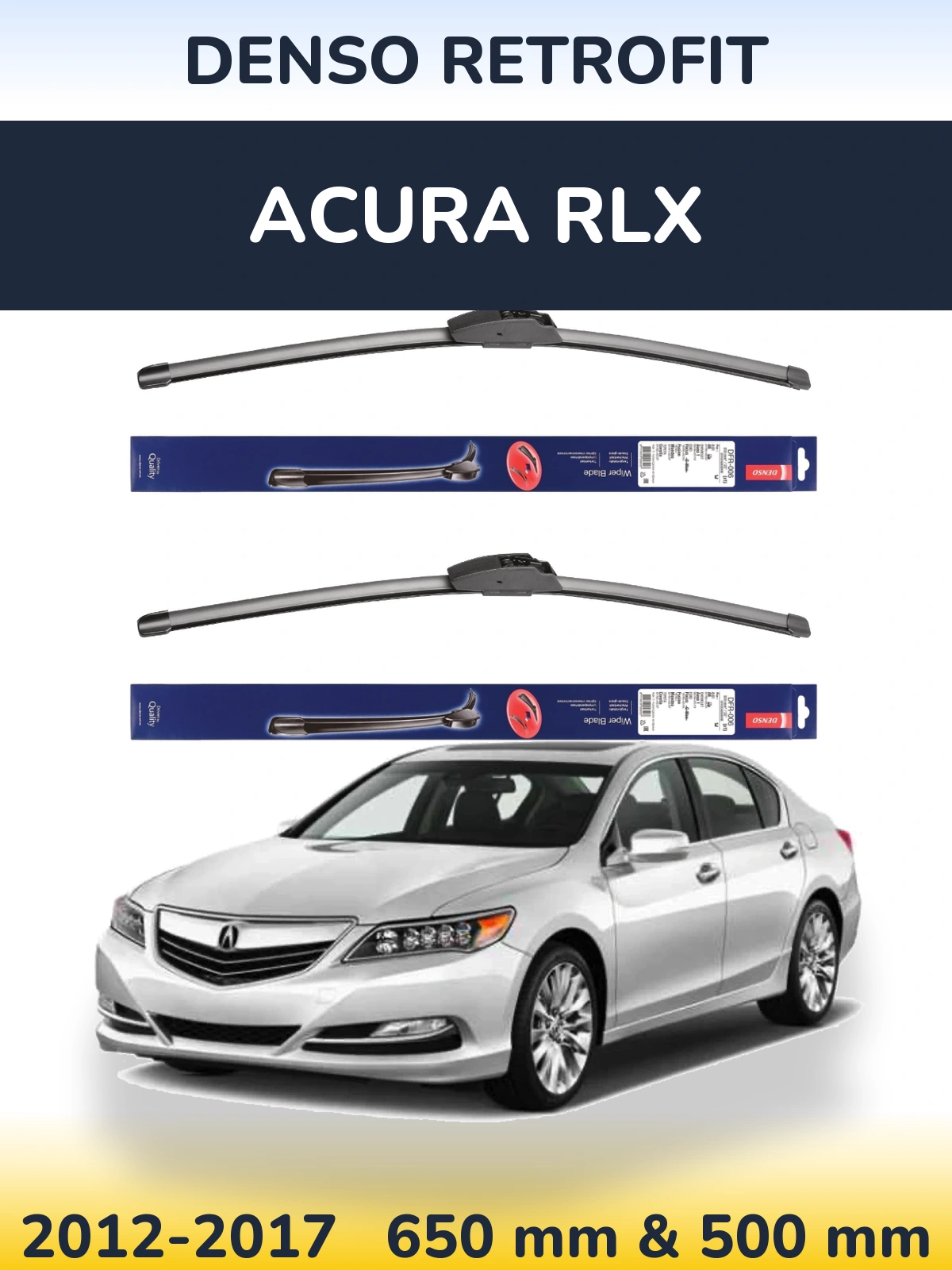 Комплект передніх щіток Denso Retrofit 650 & 500 мм для Acura RLX 2012-2017