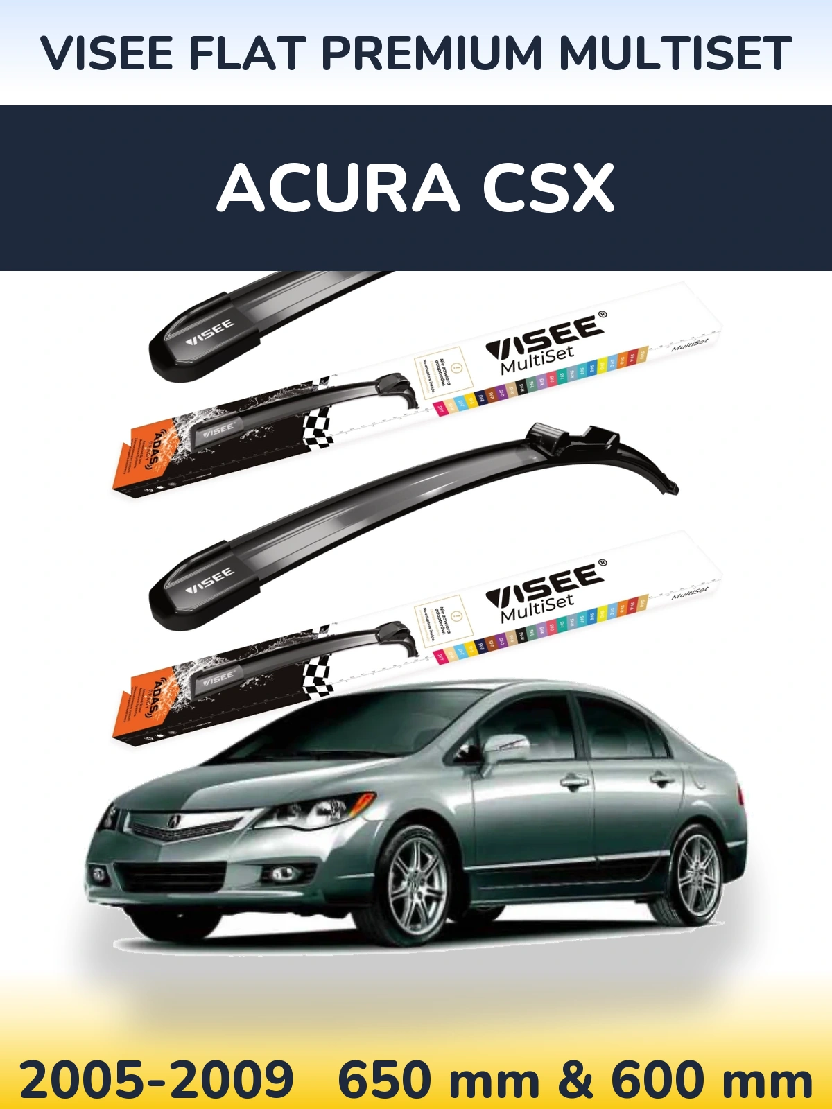 Ștergătoare VISEE FLAT PREMIUM MultiSet pentru Acura CSX