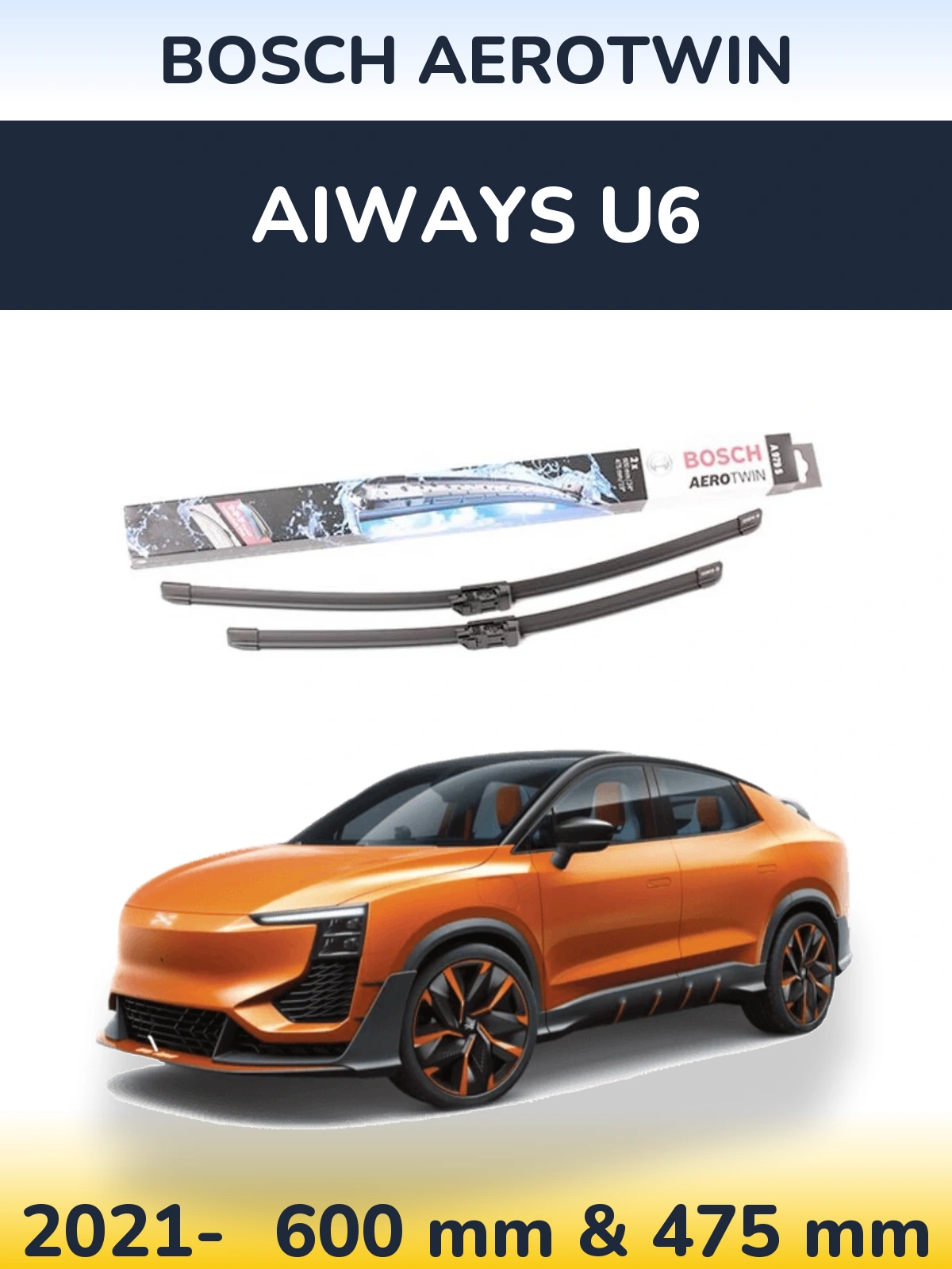 Комплект передних дворников BOSCH AeroTwin 600 & 475 мм для Aiways U6 2021-2026