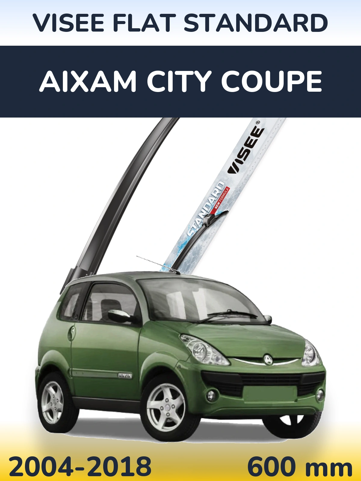 Front wiper blade VISEE FLAT STANDARD 600 mm for Aixam City Coupe 2004-2018