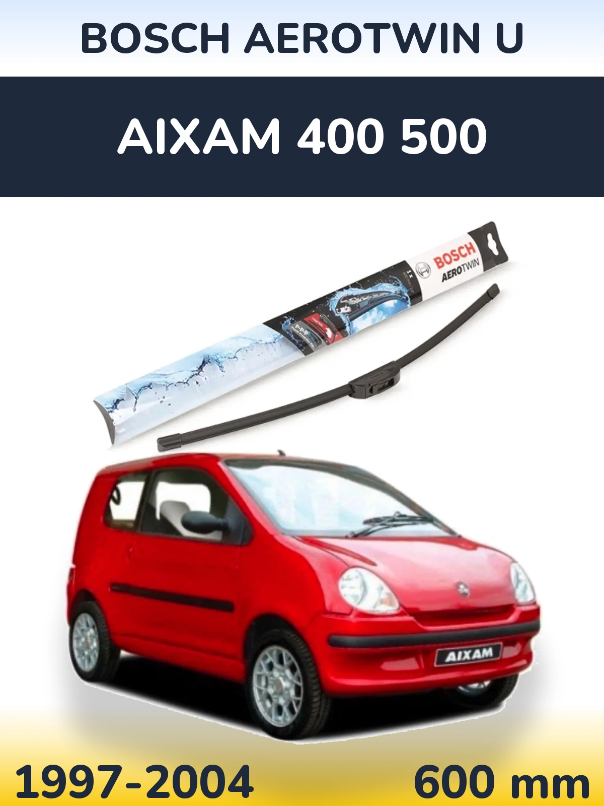 Передний дворник BOSCH AeroTwin U 600 мм для Aixam 400 500 1997-2004