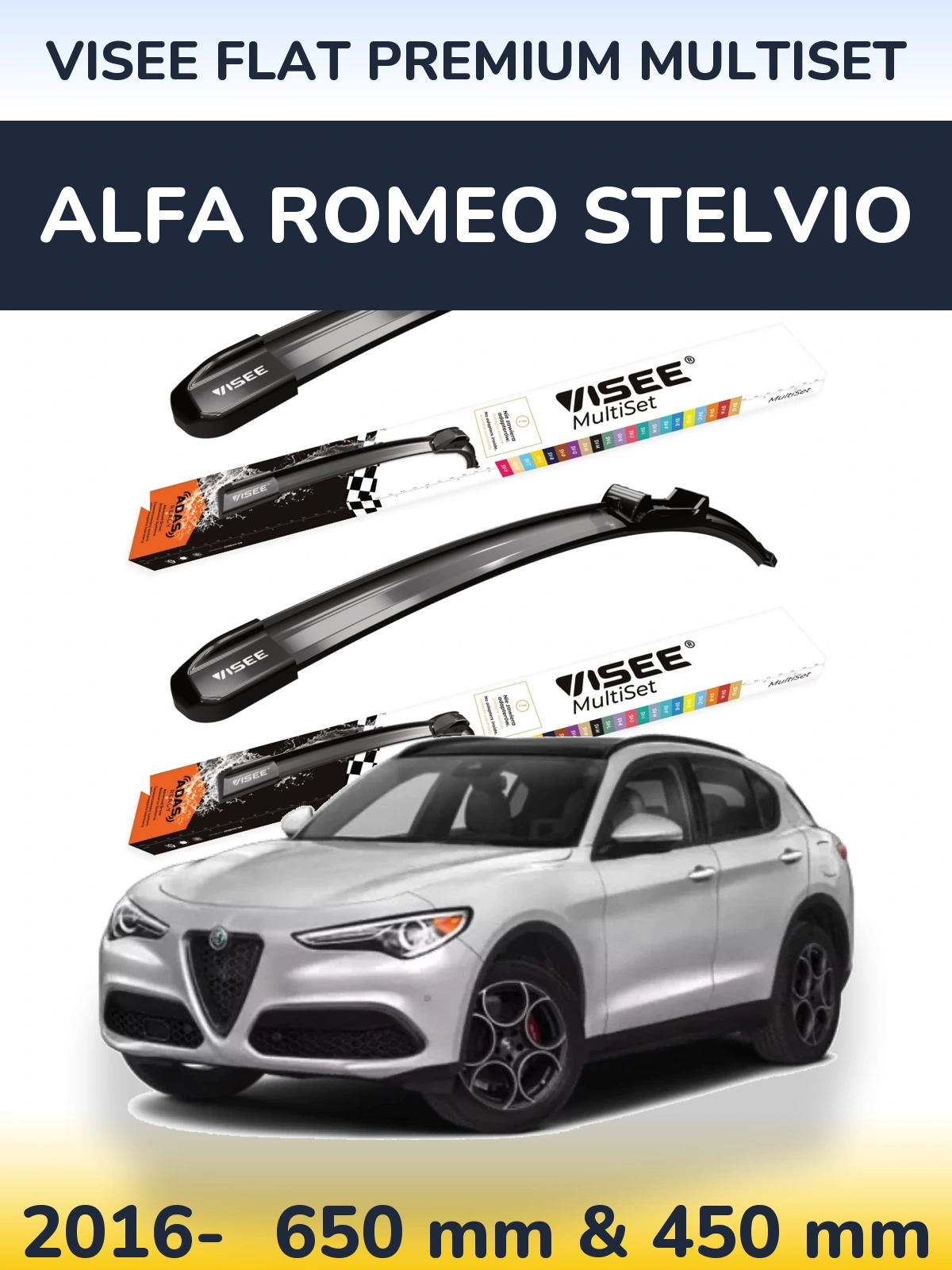 Ștergătoare VISEE FLAT PREMIUM MultiSet pentru Alfa Romeo Stelvio