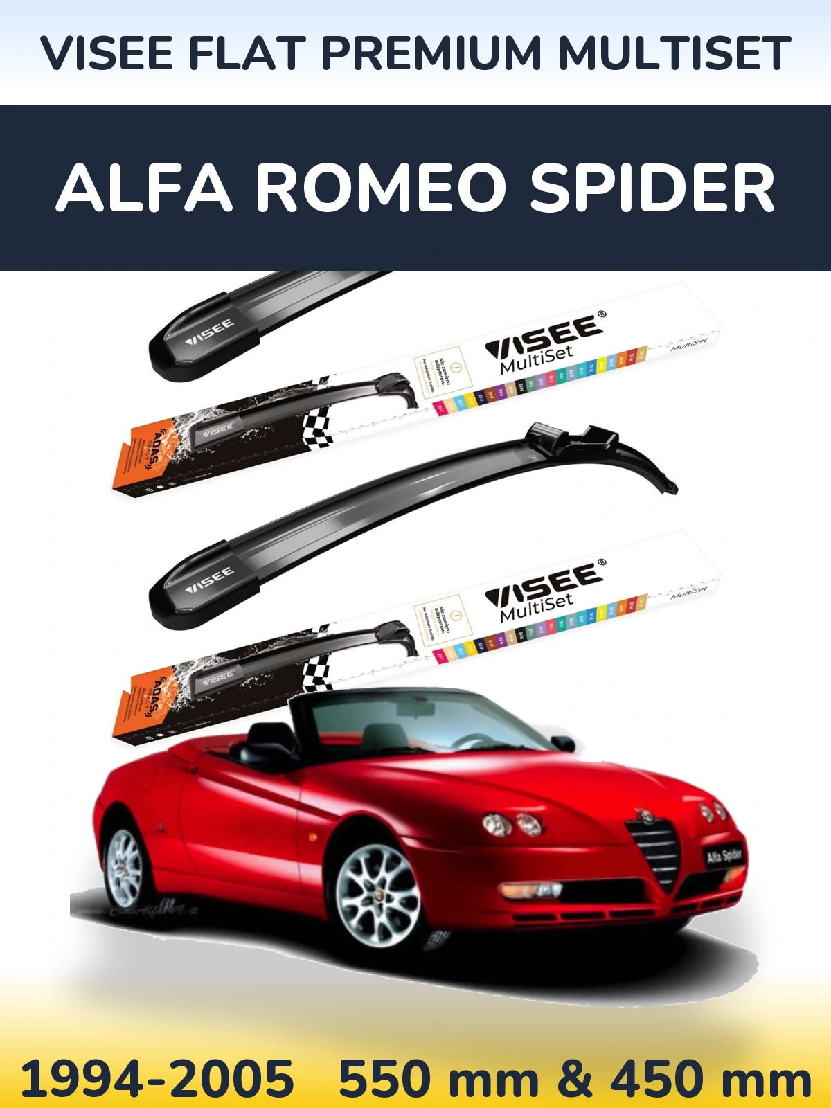 Ștergătoare VISEE FLAT PREMIUM MultiSet pentru Alfa Romeo Spider