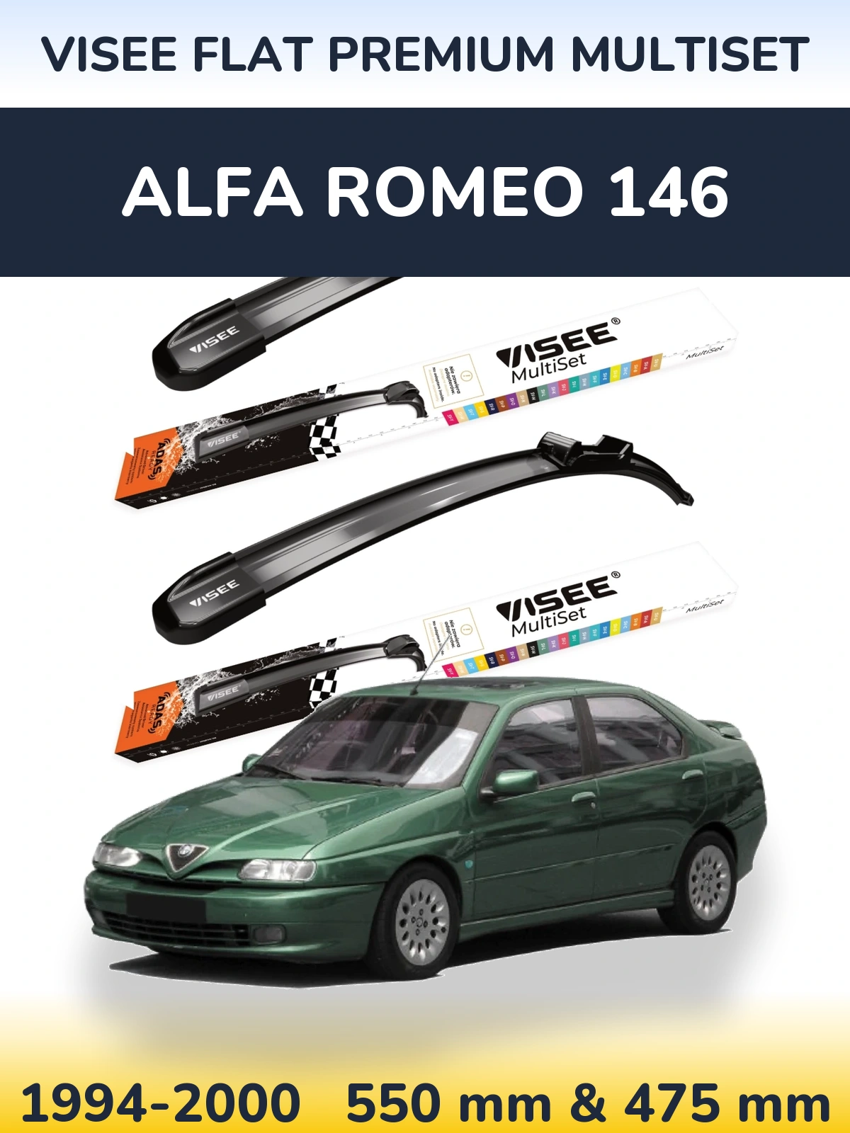 Ștergătoare VISEE FLAT PREMIUM MultiSet pentru Alfa Romeo 146
