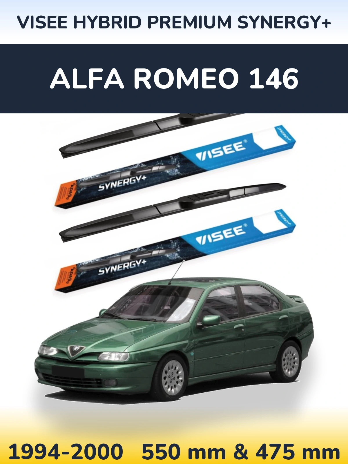 Ștergătoare VISEE HYBRID PREMIUM SYNERGY+ pentru Alfa Romeo 146