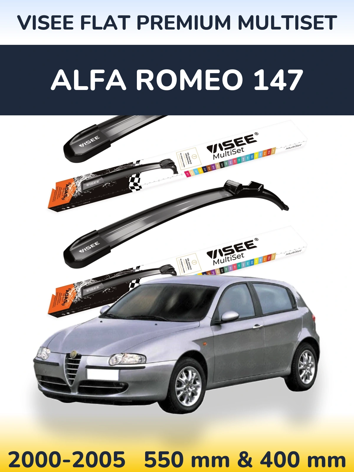 Ștergătoare VISEE FLAT PREMIUM MultiSet pentru Alfa Romeo 147