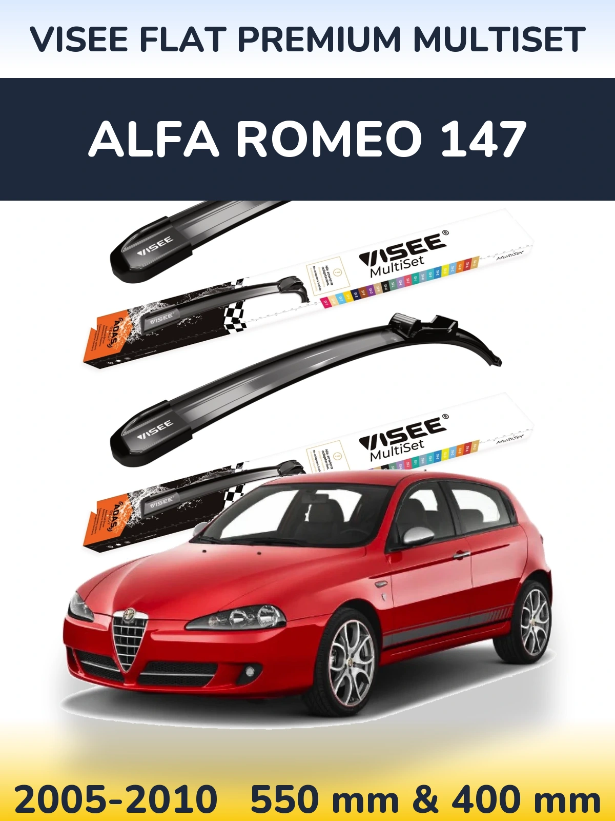 Ștergătoare VISEE FLAT PREMIUM MultiSet pentru Alfa Romeo 147