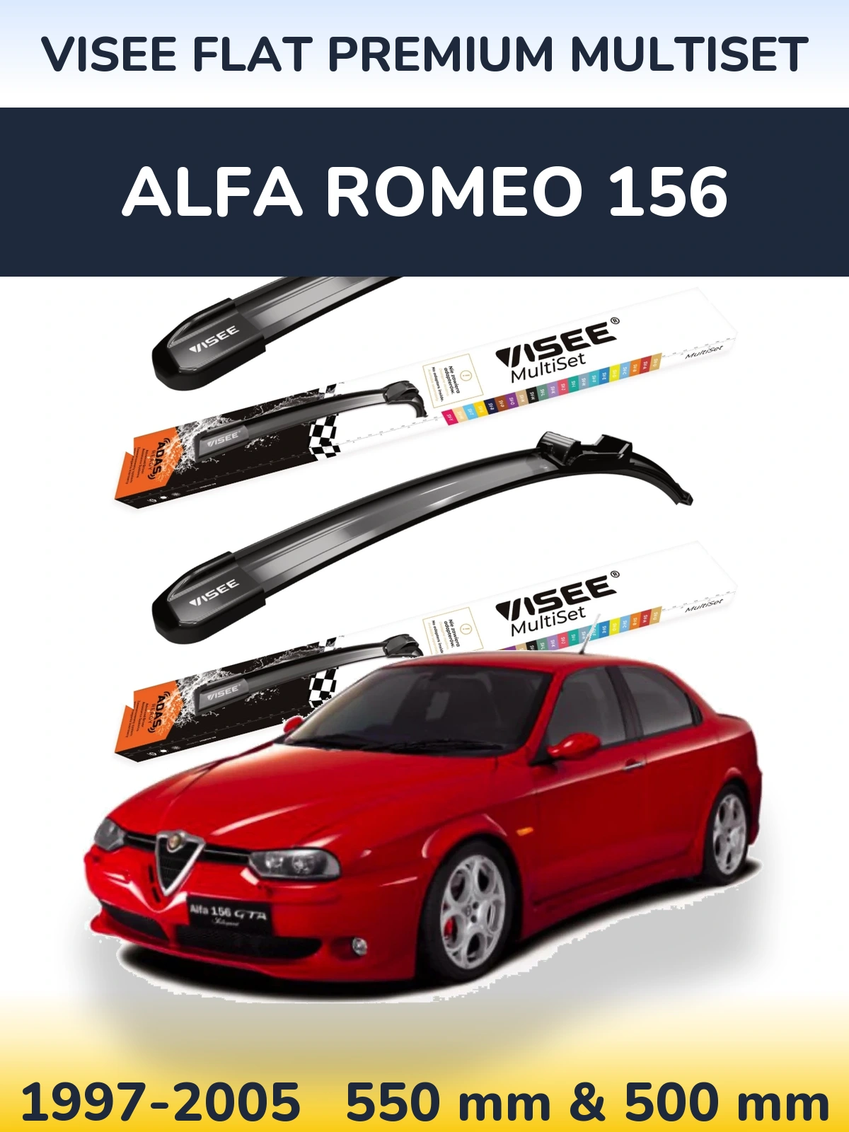 Ștergătoare VISEE FLAT PREMIUM MultiSet pentru Alfa Romeo 156