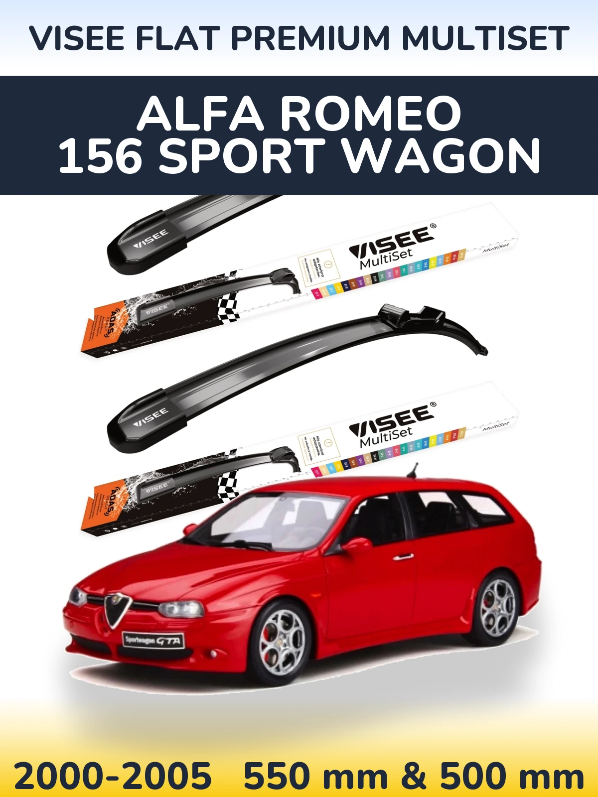 Ștergătoare VISEE FLAT PREMIUM MultiSet pentru Alfa Romeo 156 Sport Wagon