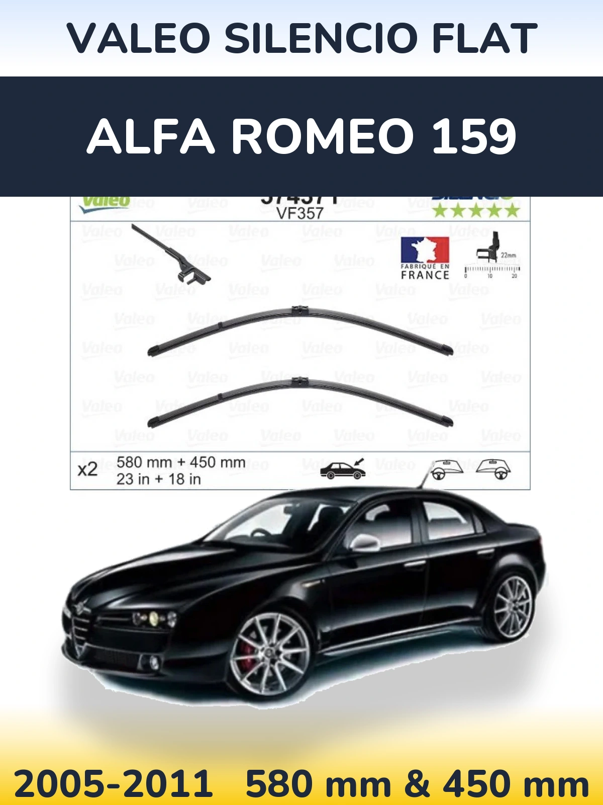 Ștergătoare Valeo Silencio Flat pentru Alfa Romeo 159