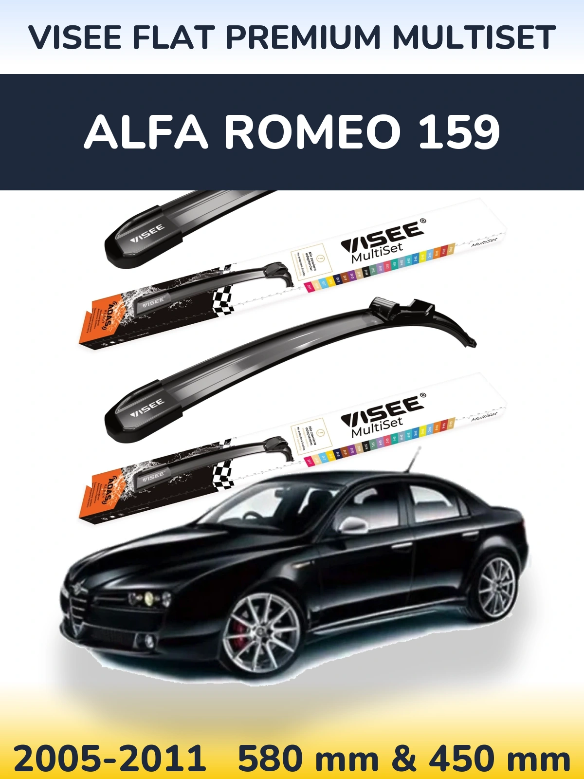 Ștergătoare VISEE FLAT PREMIUM MultiSet pentru Alfa Romeo 159
