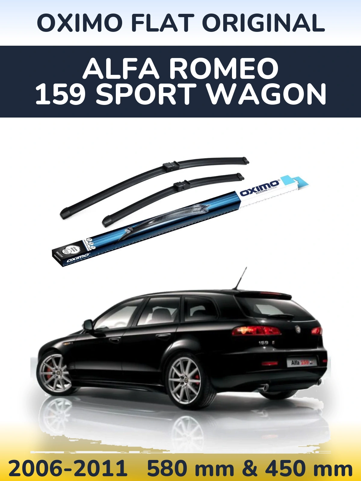 Комплект передних дворников Oximo Flat Original 580 & 450 мм для Alfa Romeo 159 Sport Wagon 2006-2011