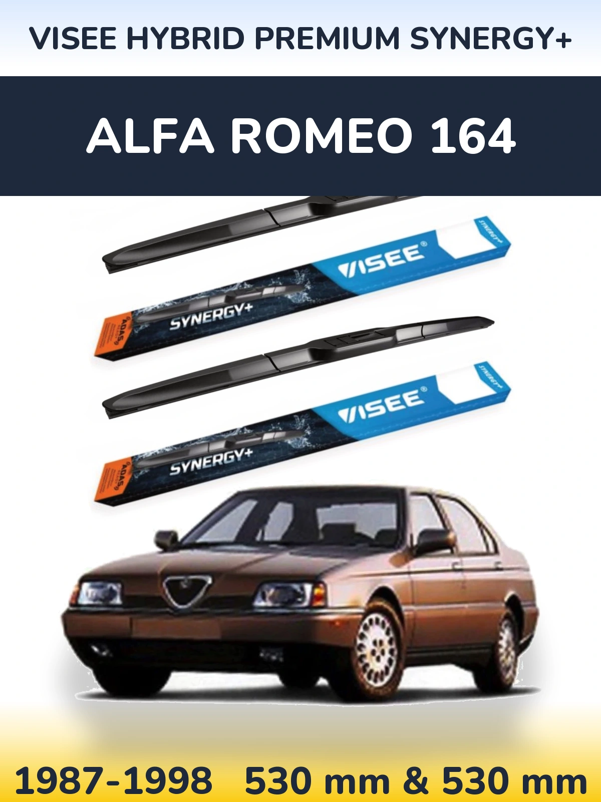 Комплект передних дворников VISEE HYBRID PREMIUM SYNERGY+ 530 & 530 мм для Alfa Romeo 164 1987-1998