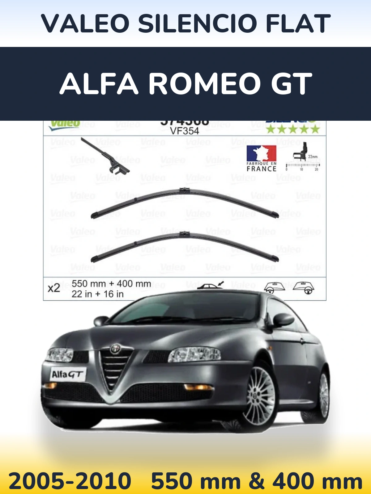 Ștergătoare Valeo Silencio Flat pentru Alfa Romeo GT