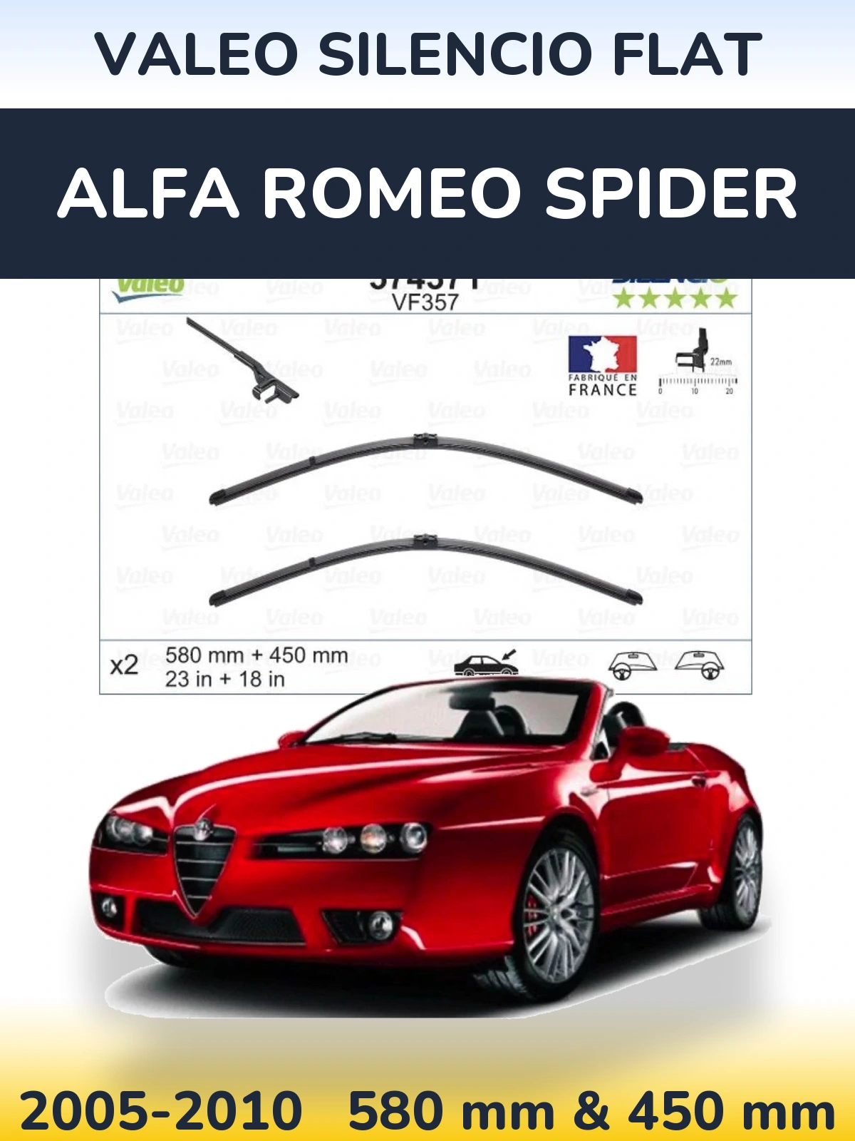 Ștergătoare Valeo Silencio Flat pentru Alfa Romeo Spider