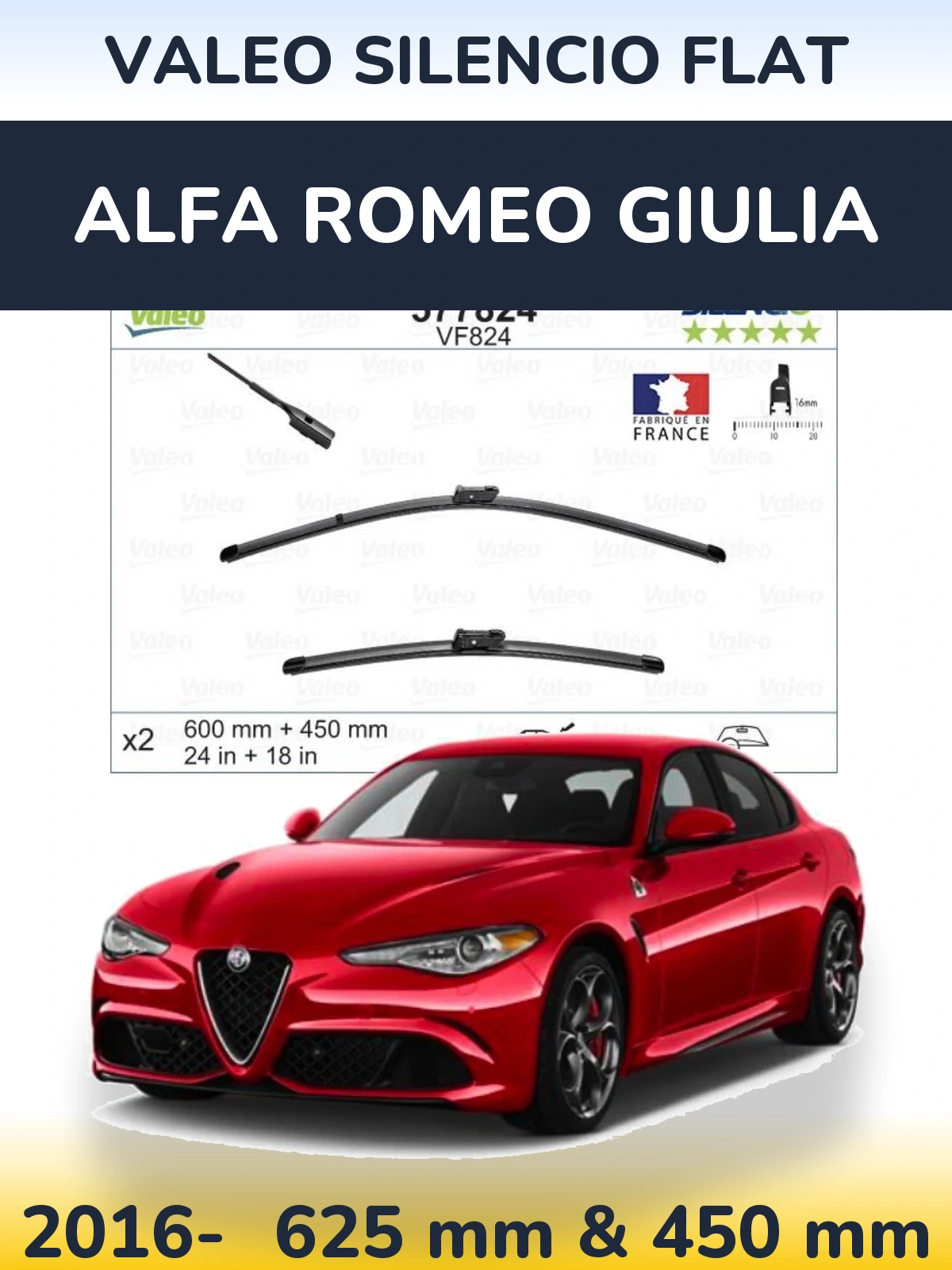 Ștergătoare Valeo Silencio Flat pentru Alfa Romeo Giulia