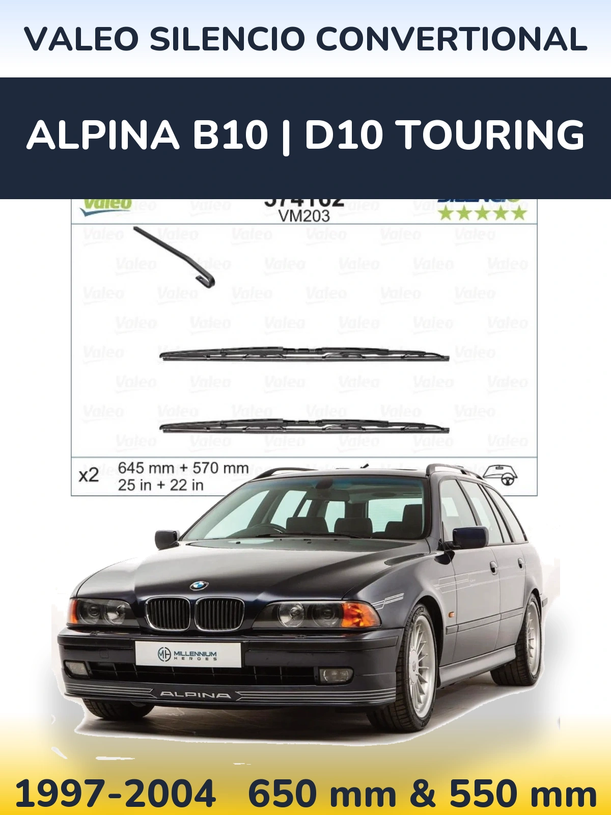 Ștergătoare Valeo Silencio Convertional pentru Alpina B10 | D10 Touring
