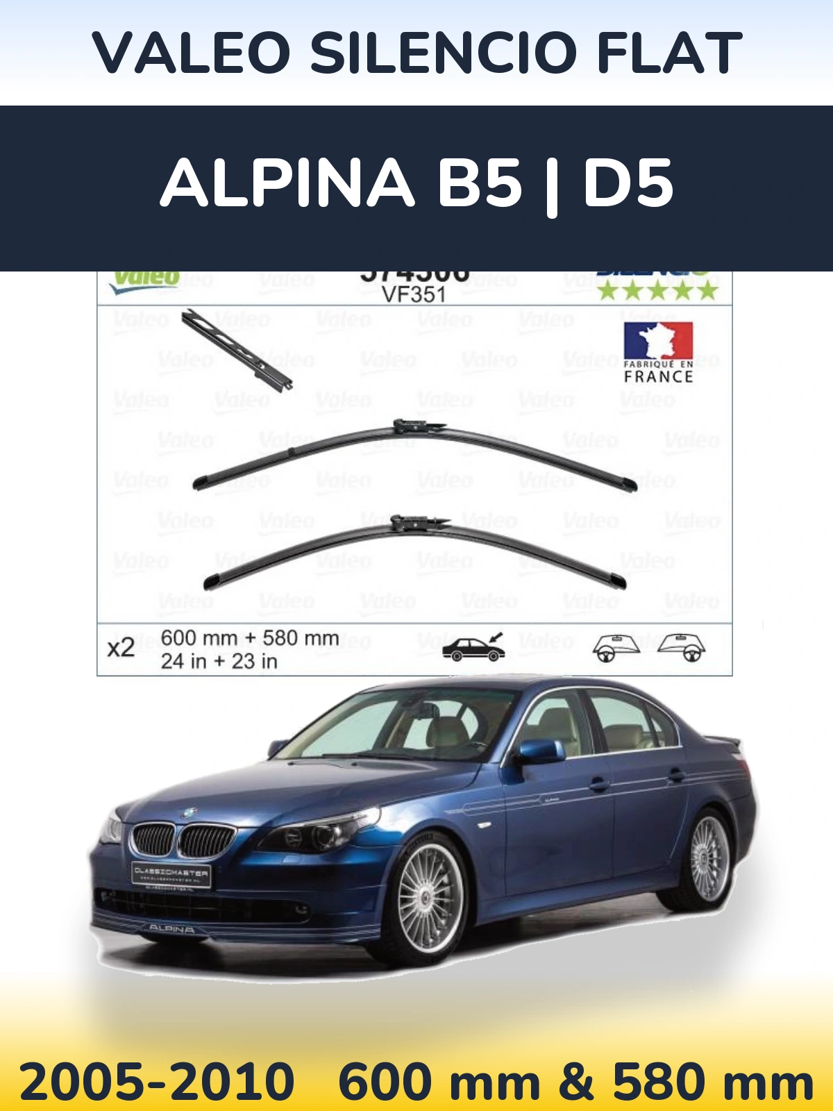 Ștergătoare Valeo Silencio Flat pentru Alpina B5 | D5