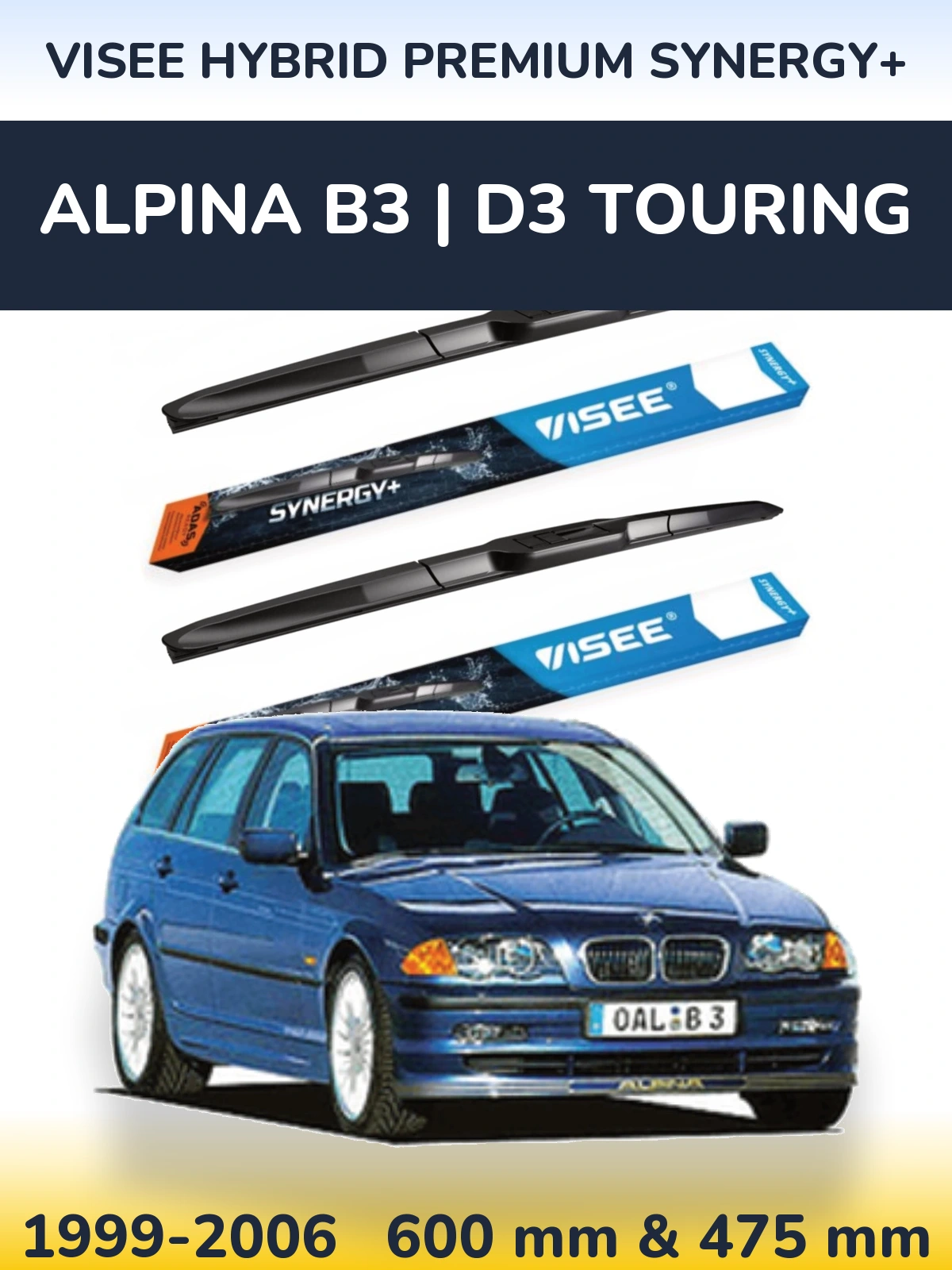Ștergătoare VISEE HYBRID PREMIUM SYNERGY+ pentru Alpina B3 | D3 Touring