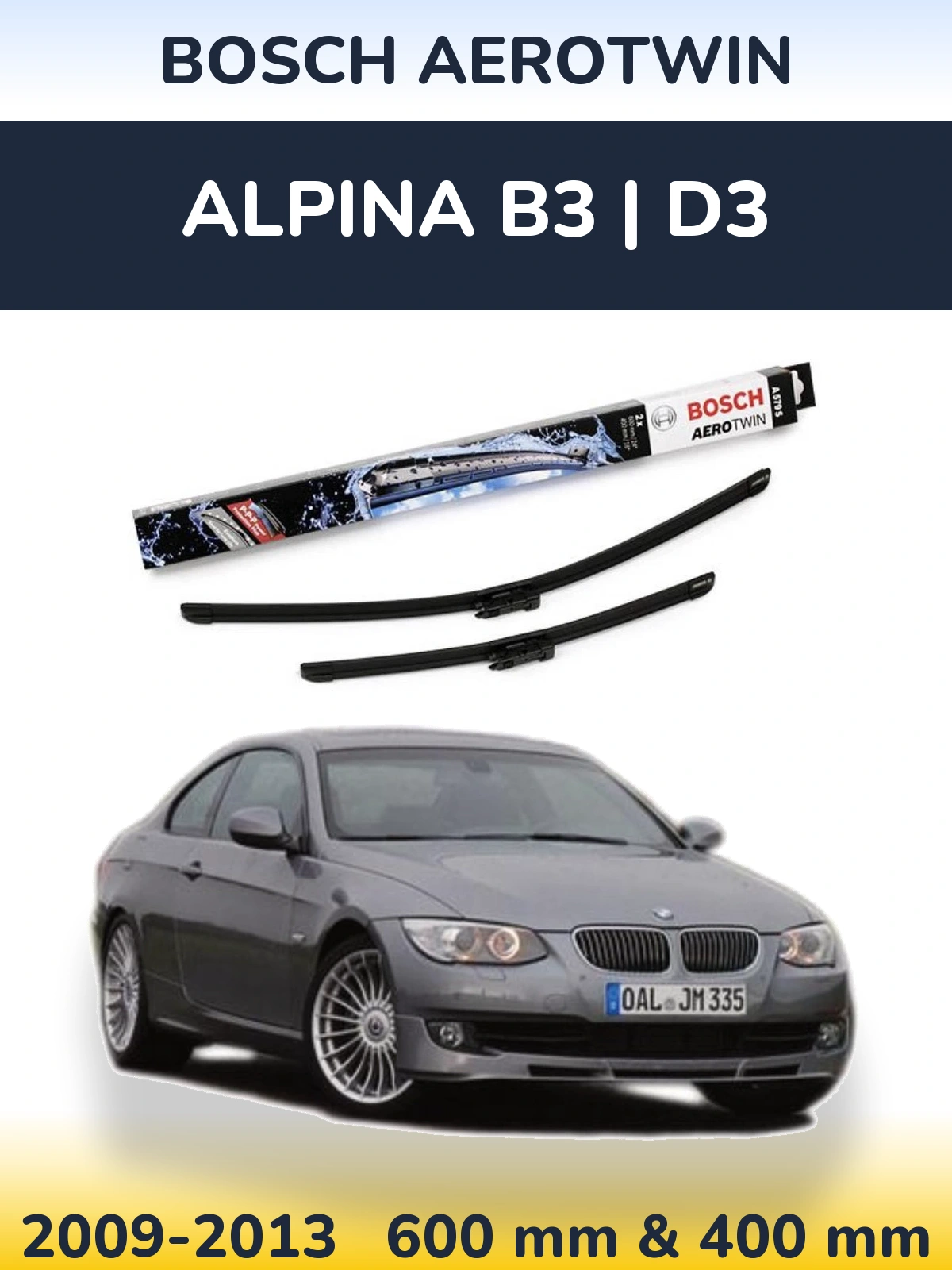 Комплект передніх щіток BOSCH AeroTwin 600 & 400 мм для Alpina B3 | D3 2009-2013