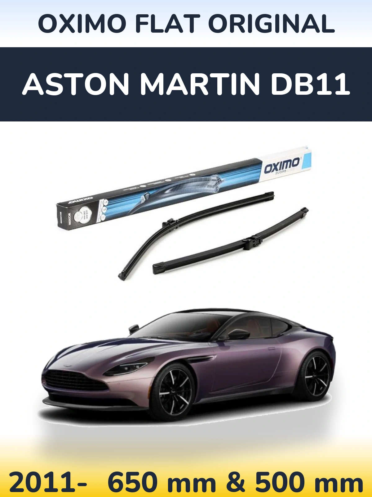 Комплект передних дворников Oximo Flat Original 650 & 500 мм для Aston Martin DB11 2011-2026