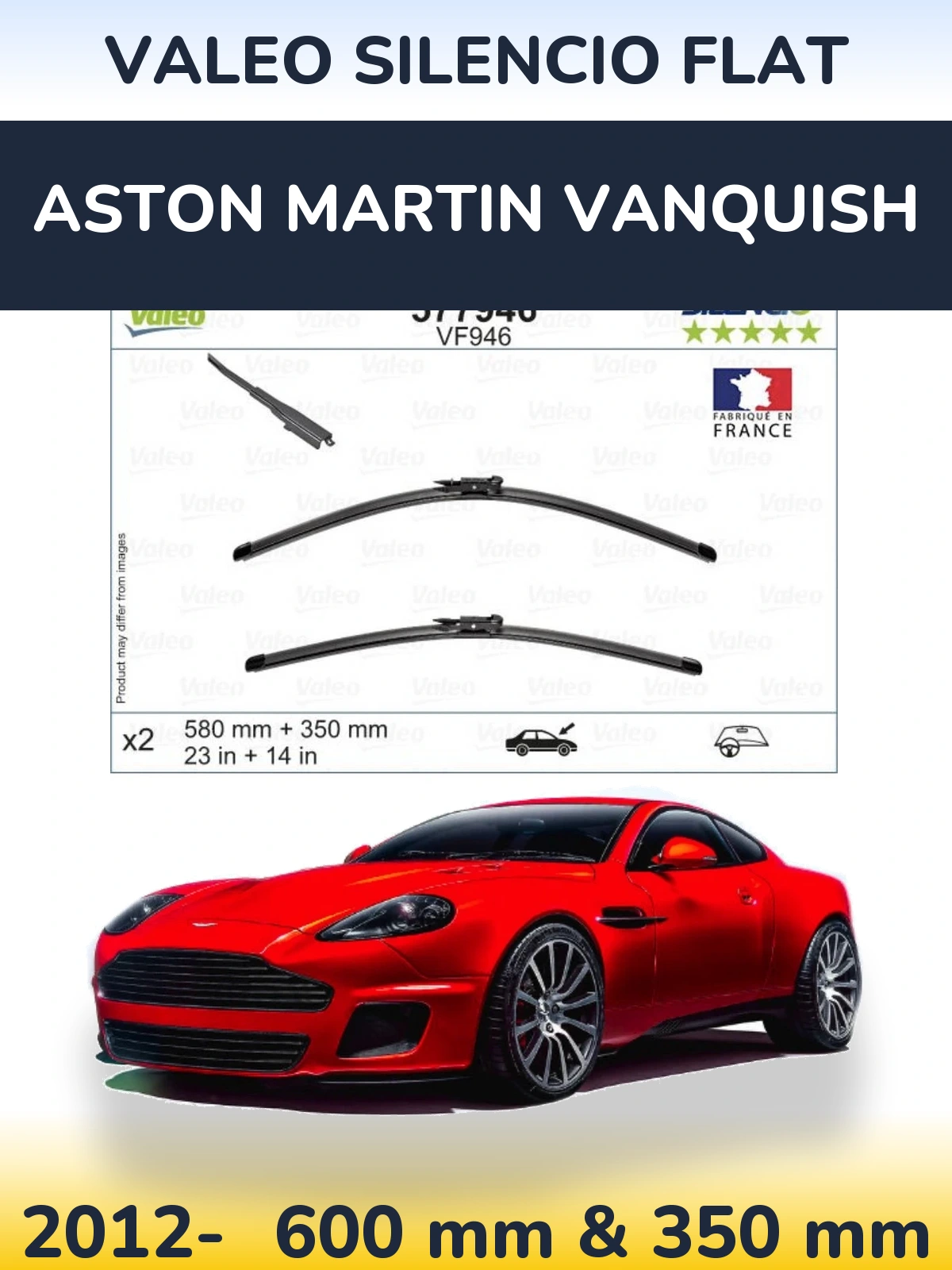 Ștergătoare Valeo Silencio Flat pentru Aston Martin Vanquish