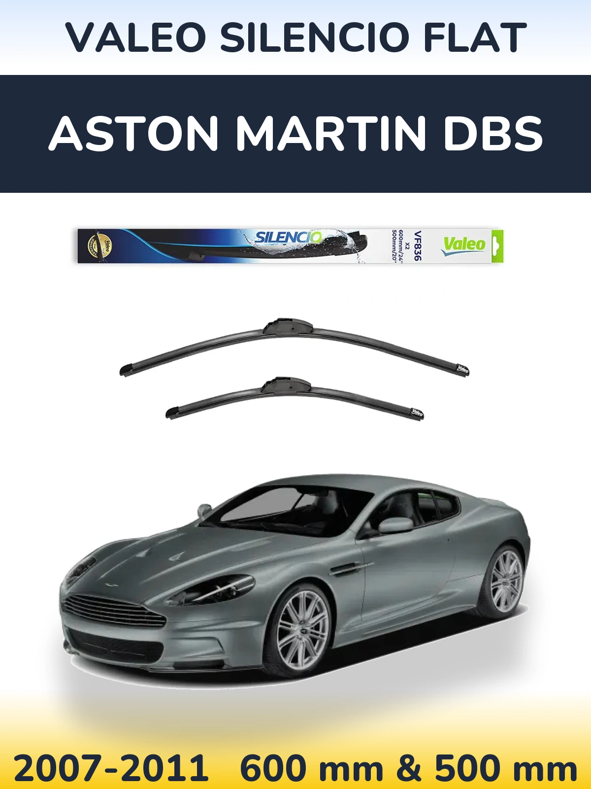 Ștergătoare Valeo Silencio Flat pentru Aston Martin DBS
