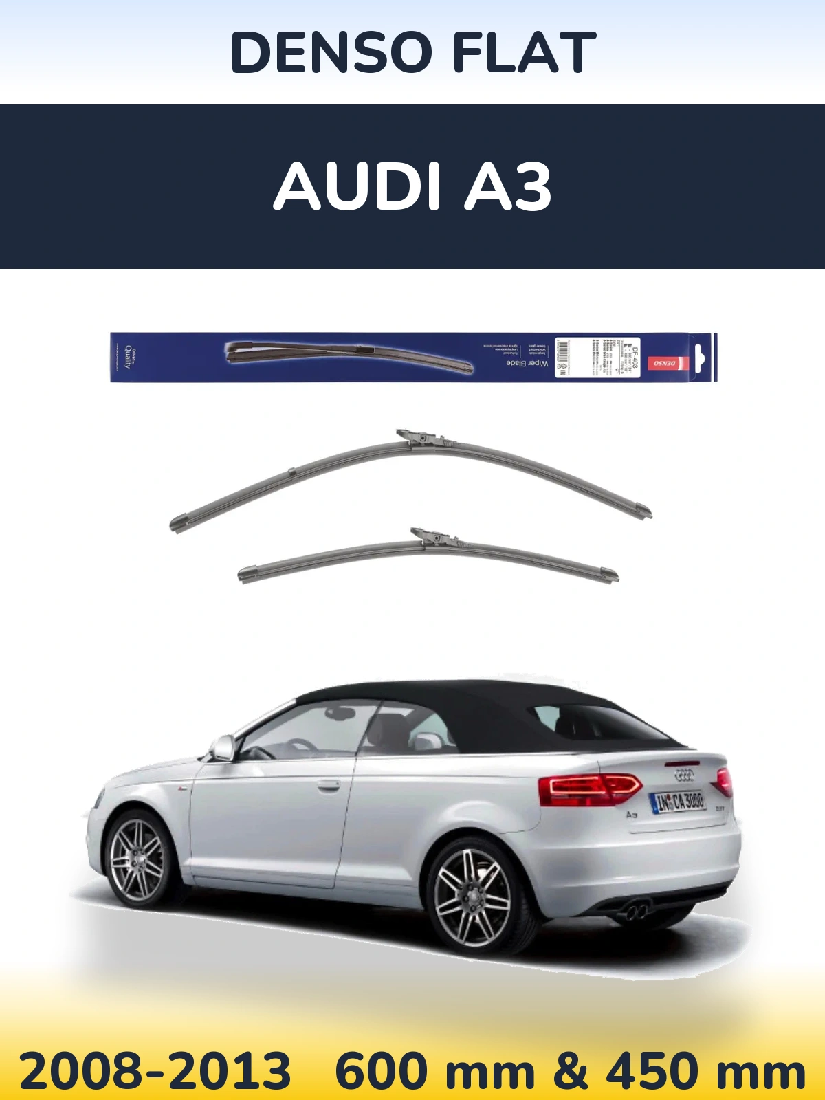 Комплект передніх щіток Denso Flat 600 & 450 мм для Audi A3 2008-2013