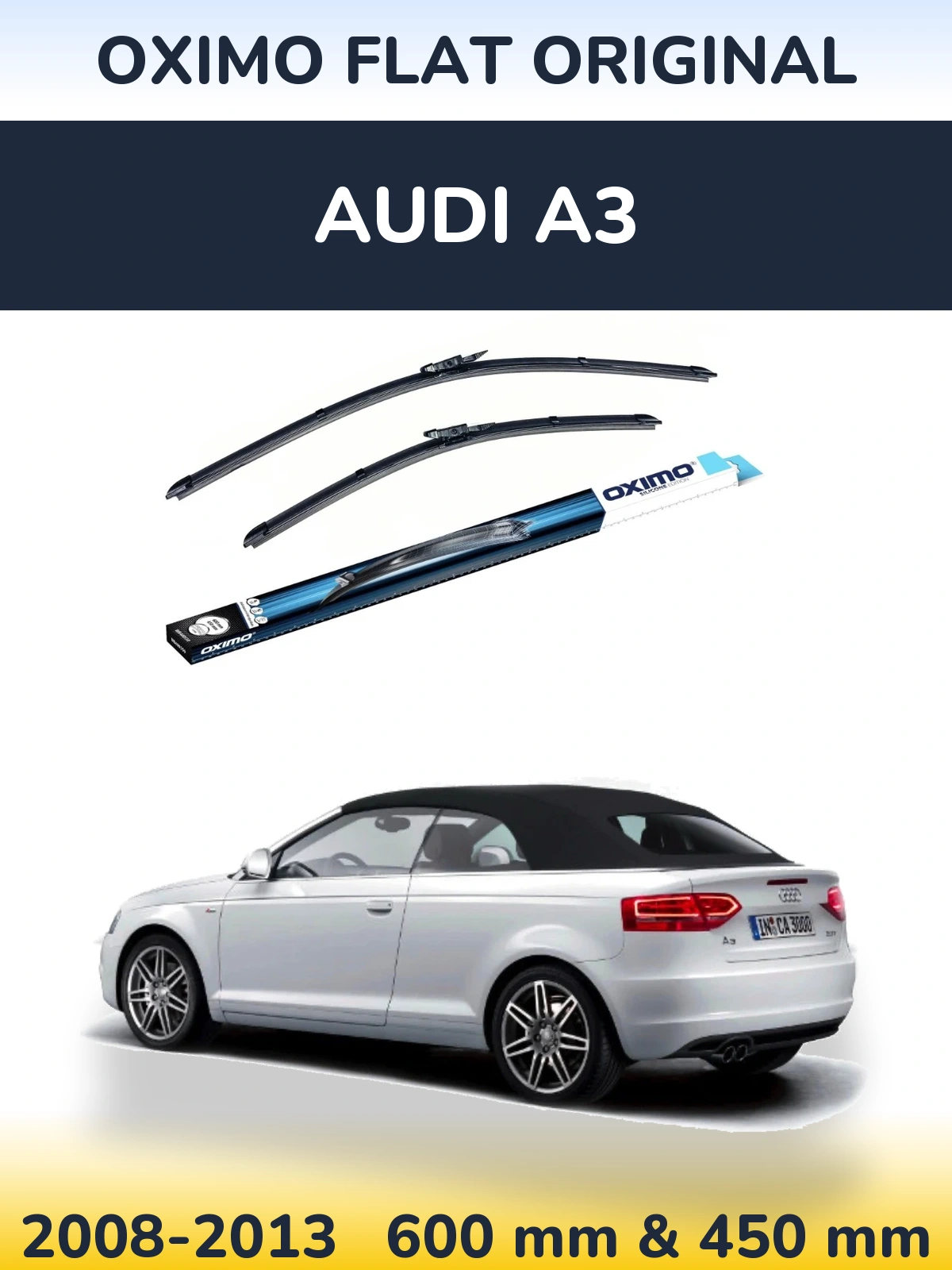 Комплект передніх щіток Oximo Flat Original 600 & 450 мм для Audi A3 2008-2013