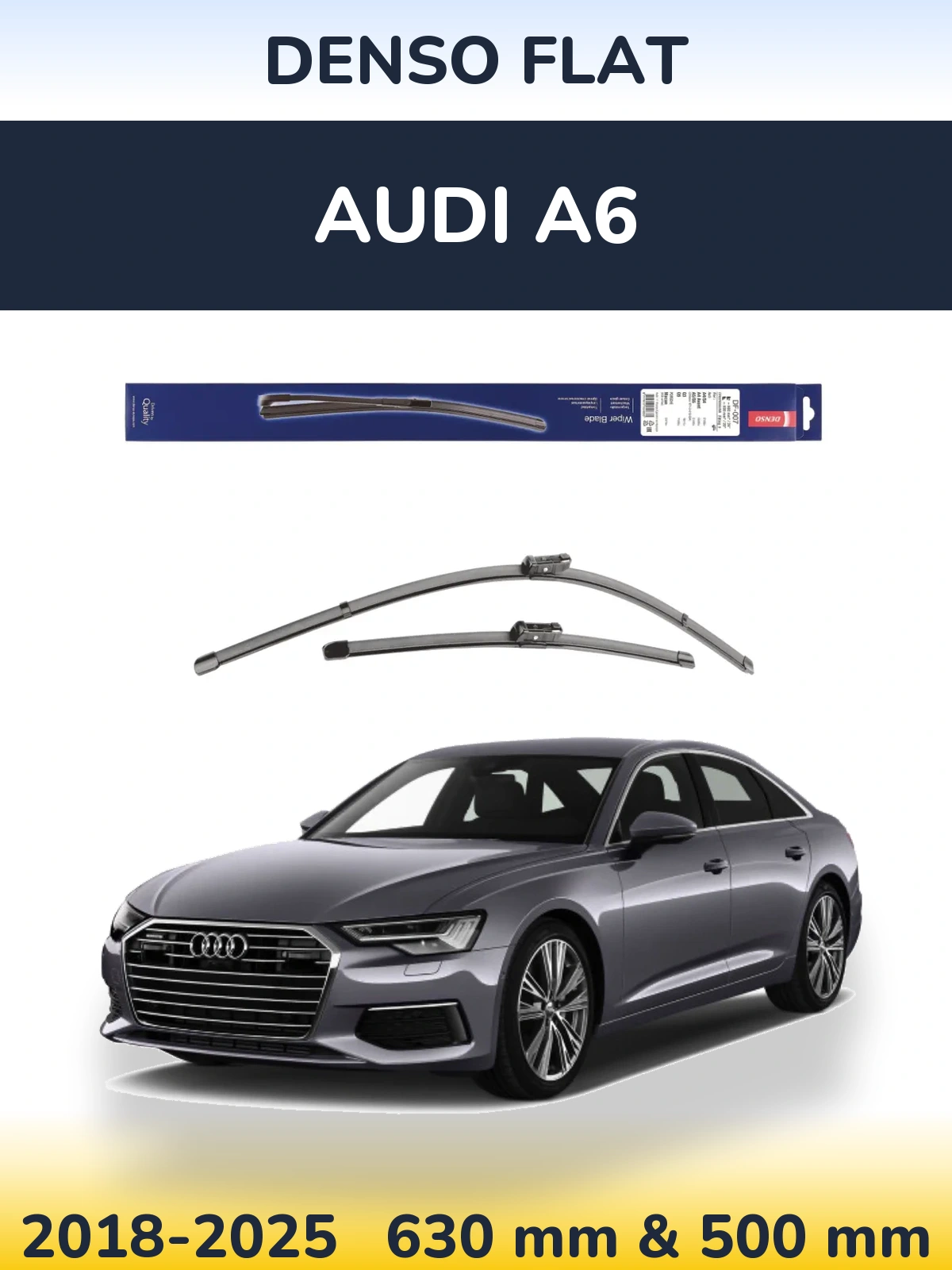 Комплект передних дворников Denso Flat 600 & 500 мм для Audi A6 2018-2025