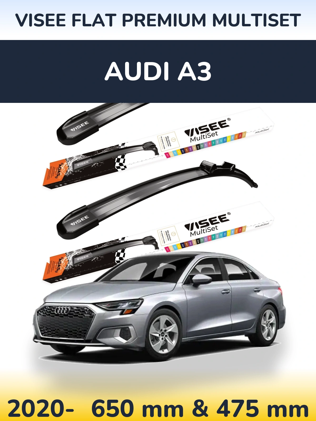 Ștergătoare VISEE FLAT PREMIUM MultiSet pentru Audi A3