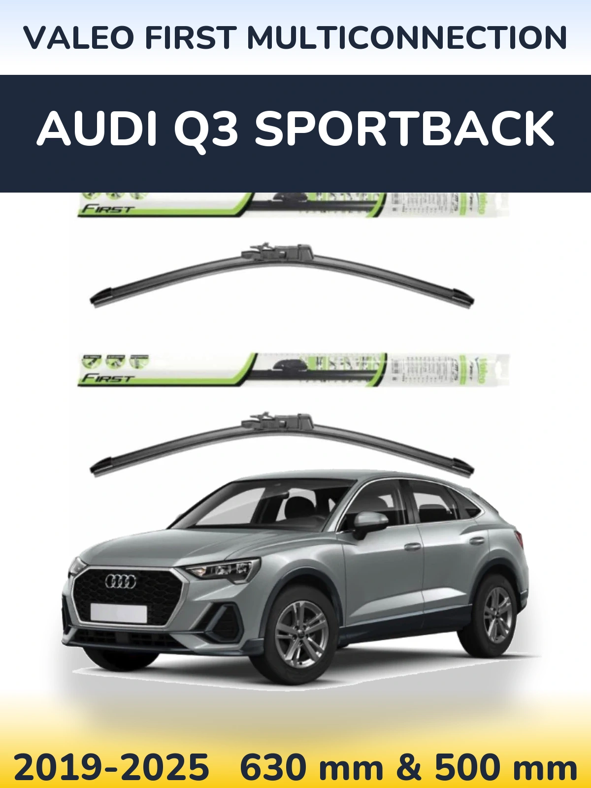 Комплект передніх щіток Valeo First MultiConnection 600 & 500 мм для Audi Q3 Sportback 2019-2025