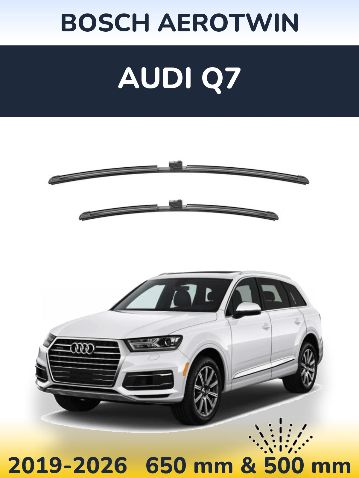 Комплект передних дворников BOSCH AeroTwin 650 & 500 мм для Audi Q7 2019-2026