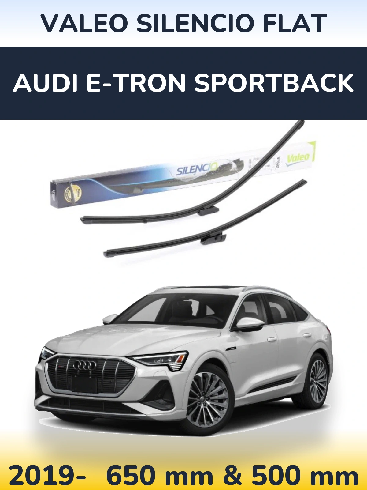 Комплект передніх щіток Valeo Silencio Flat 630 & 500 мм для Audi e-tron Sportback 2019-2026