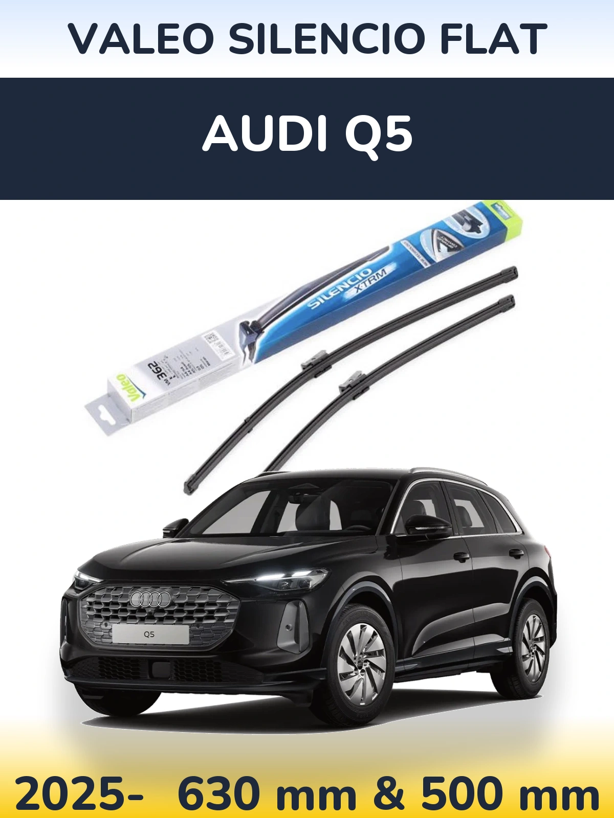 Комплект передніх щіток Valeo Silencio Flat 600 & 500 мм для Audi Q5 2025-2026
