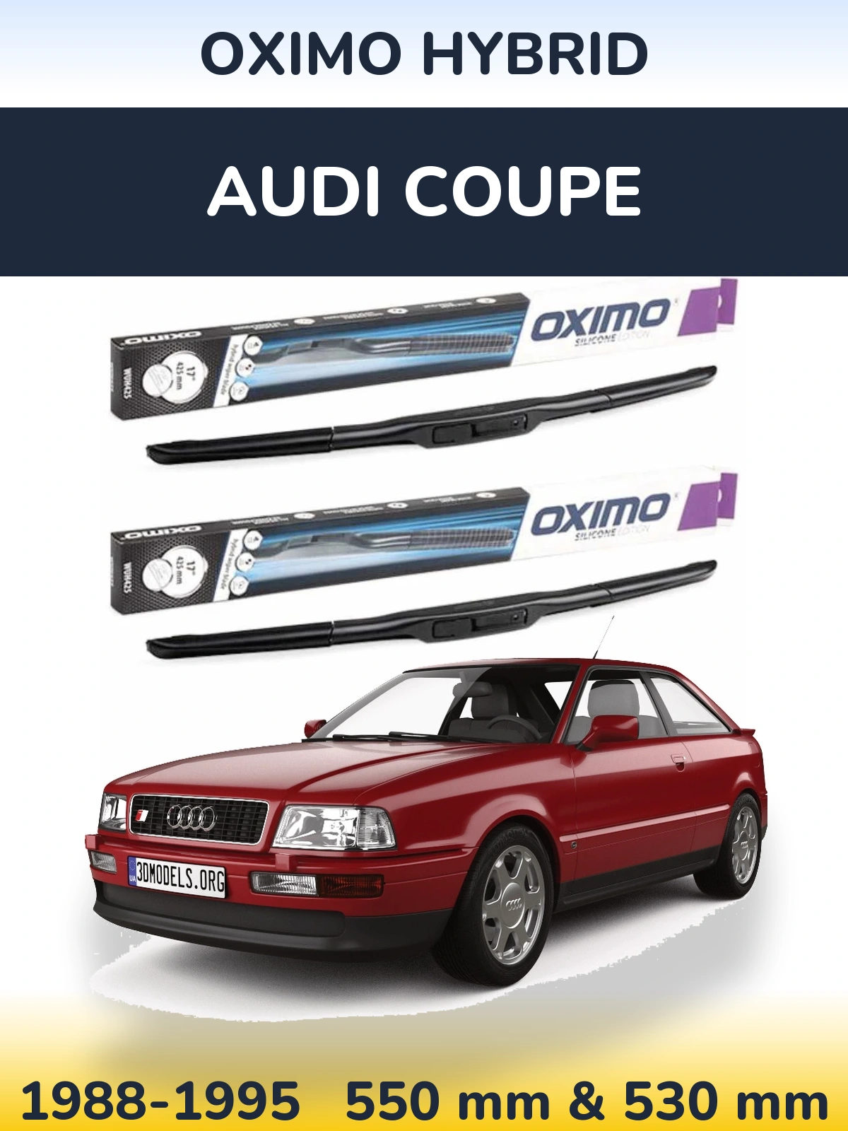 Комплект передних дворников Oximo Hybrid 550 & 530 мм для Audi Coupe 1988-1995