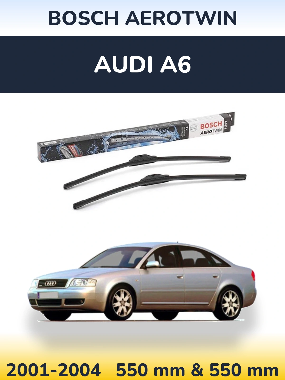 Комплект передніх щіток BOSCH AeroTwin 550 & 550 мм для Audi A6 2001-2004