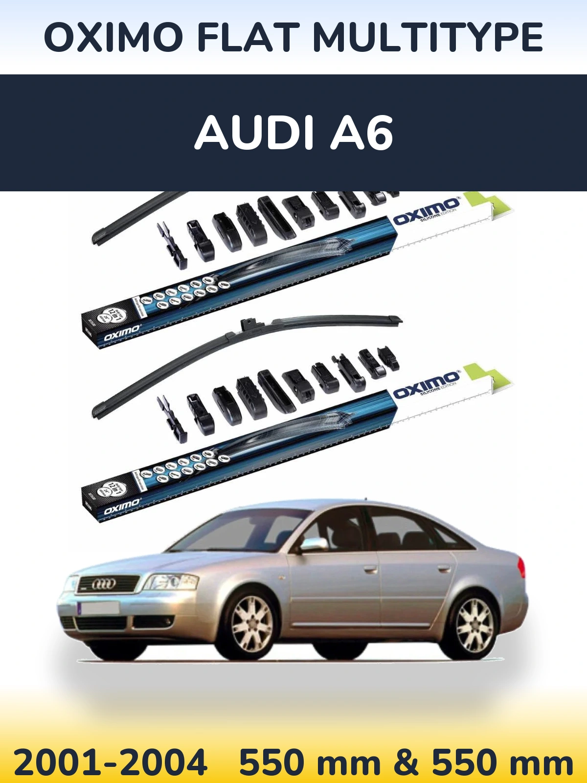 Комплект передніх щіток Oximo Flat MultiТипe 550 & 550 мм для Audi A6 2001-2004