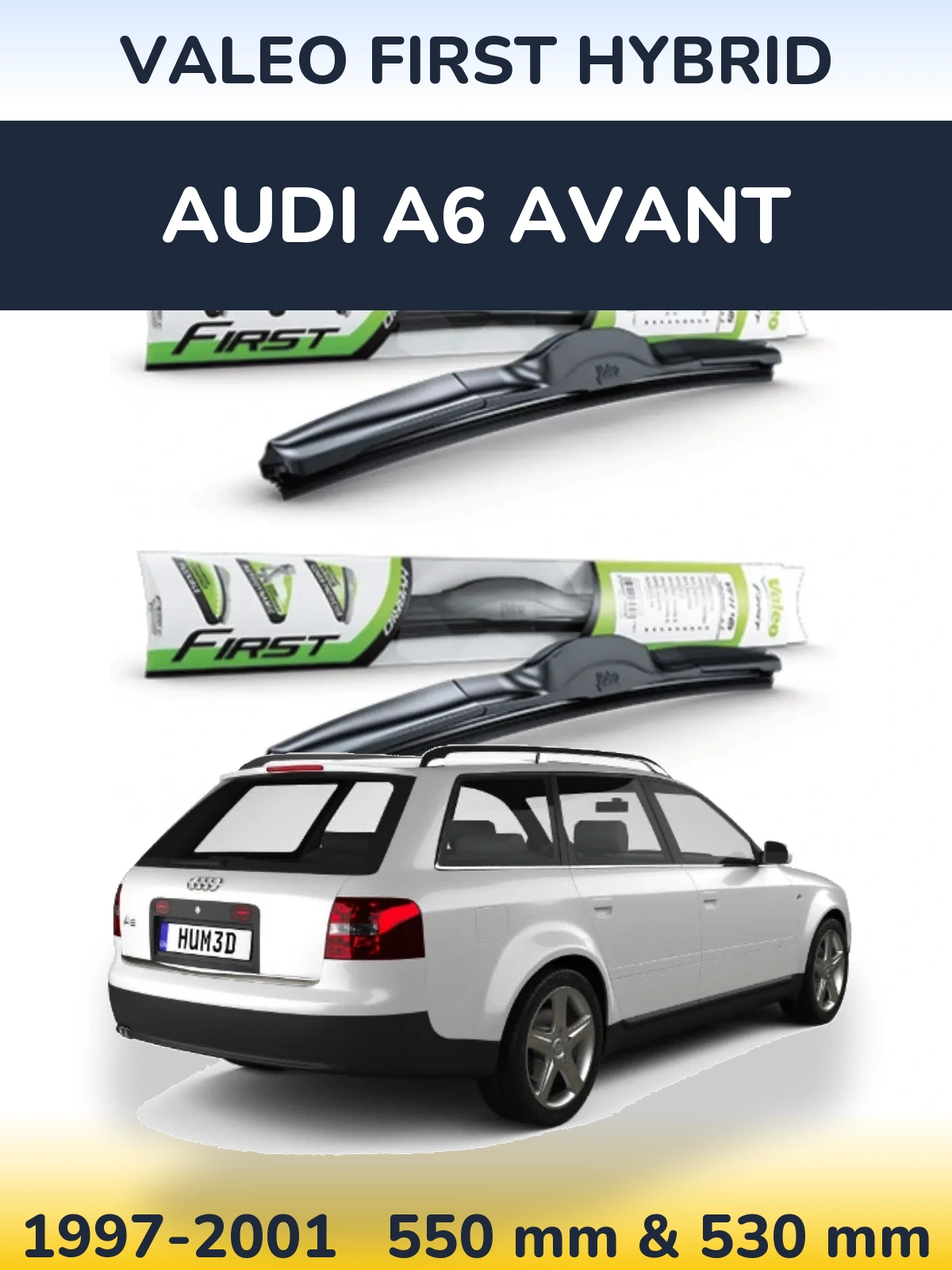 Комплект передніх щіток Valeo First Hybrid 550 & 530 мм для Audi A6 Avant 1997-2001
