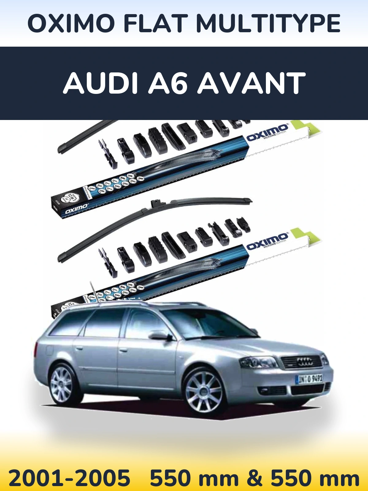 Комплект передніх щіток Oximo Flat MultiТипe 550 & 550 мм для Audi A6 Avant 2001-2005